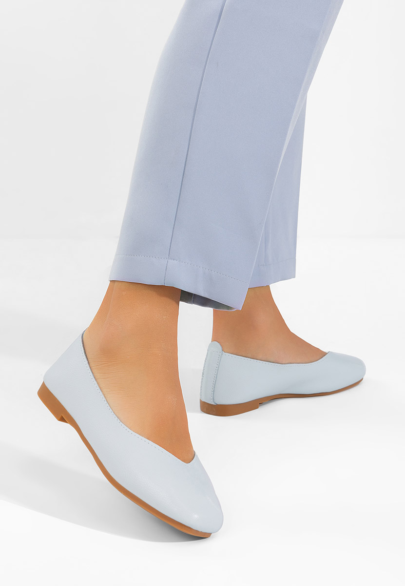 Niebieskie balerinki skórzane Gabiela