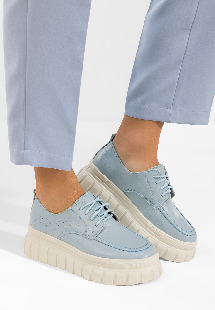 Niebieskie skórzane mokasyny Camya