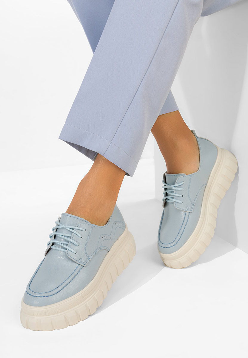 Niebieskie skórzane mokasyny Camya