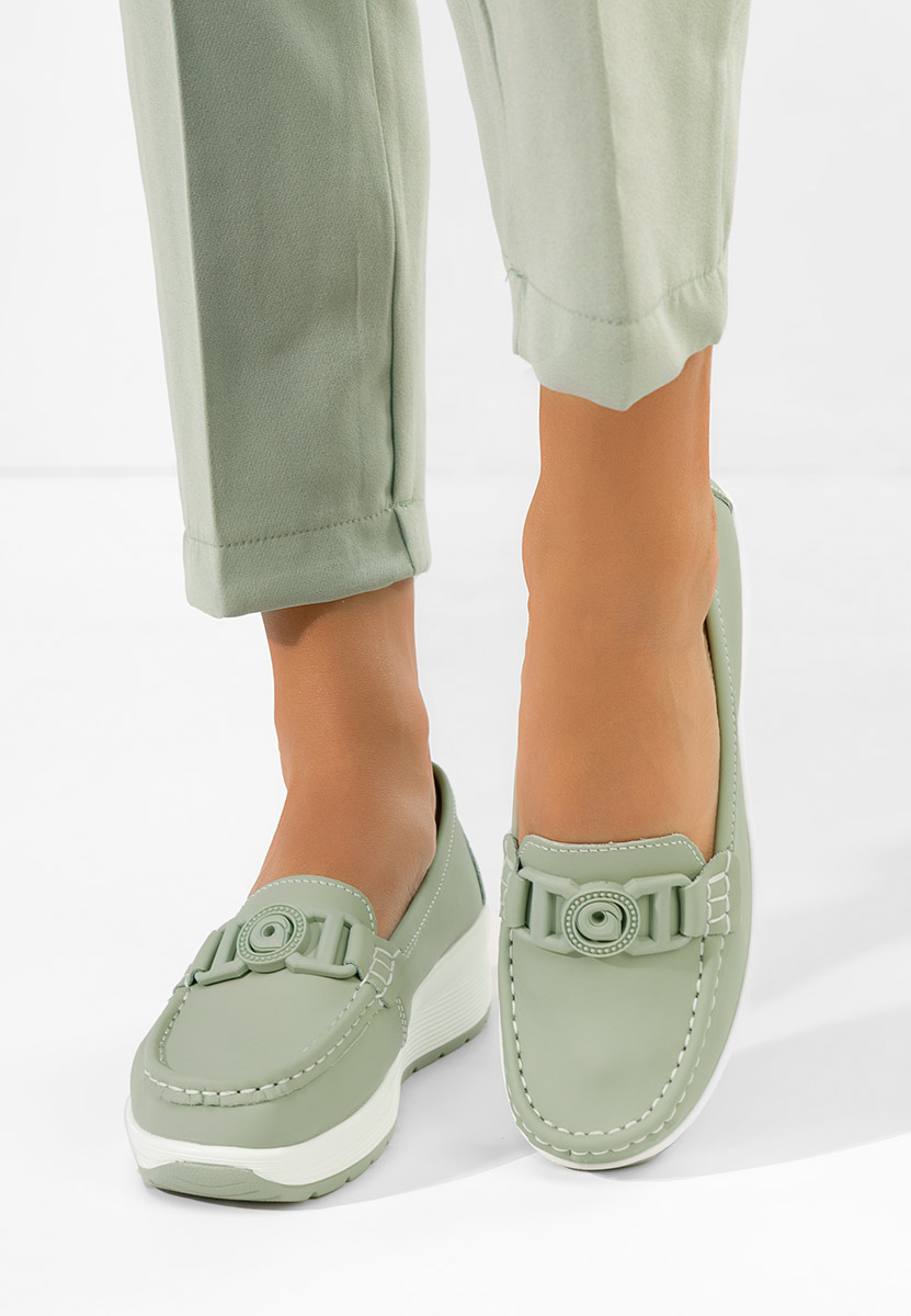 Zielone skórzane mokasyny Gabielia