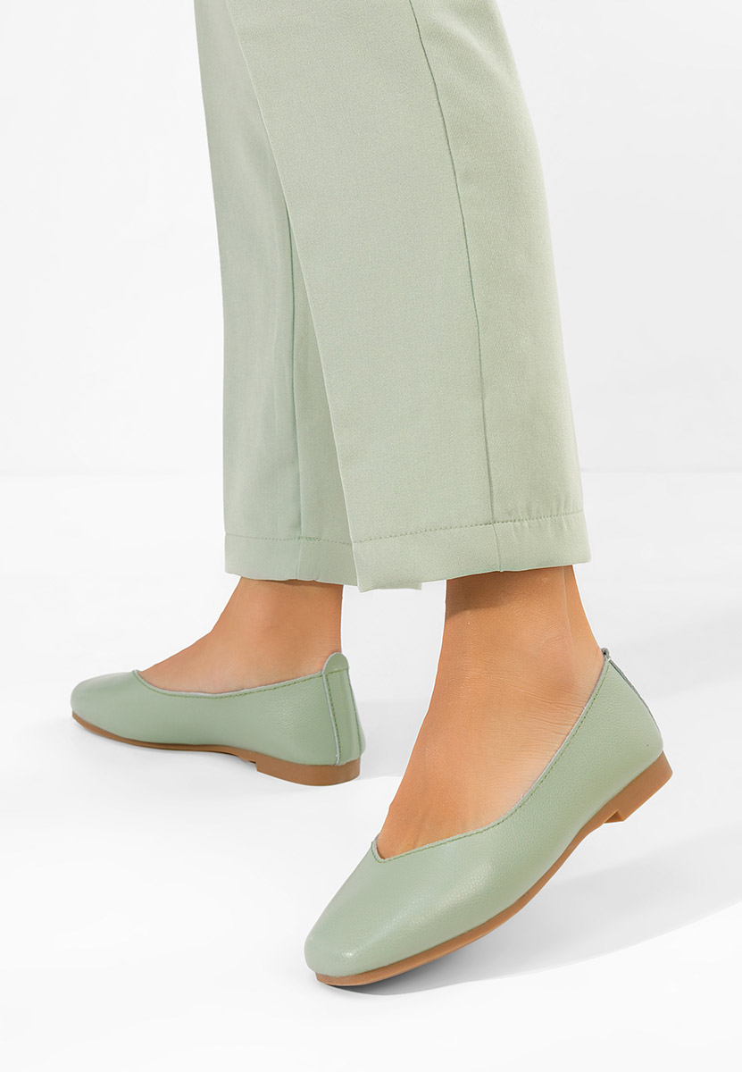 Zielone balerinki skórzane Gabiela