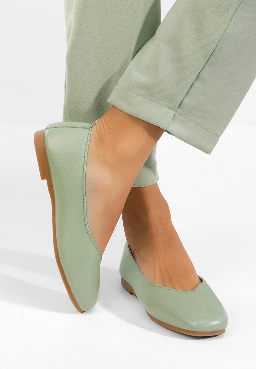 Zielone balerinki skórzane Gabiela