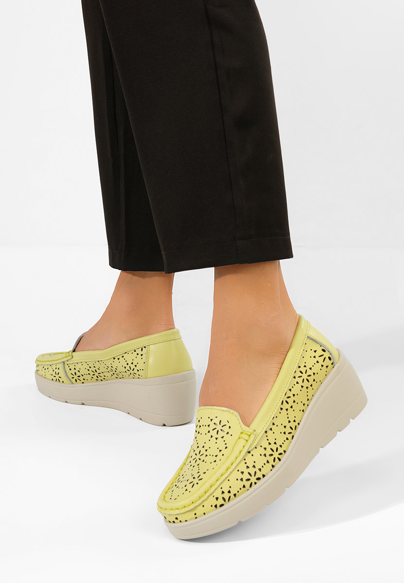 Żółte mokasyny damskie skórzane Ysaia