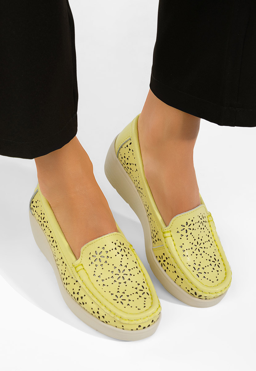 Żółte mokasyny damskie skórzane Ysaia