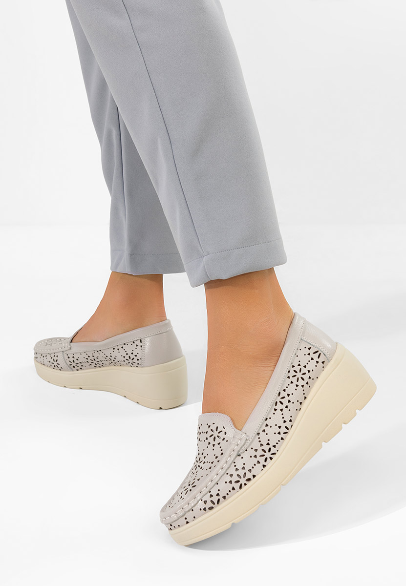 Szare mokasyny damskie skórzane Ysaia