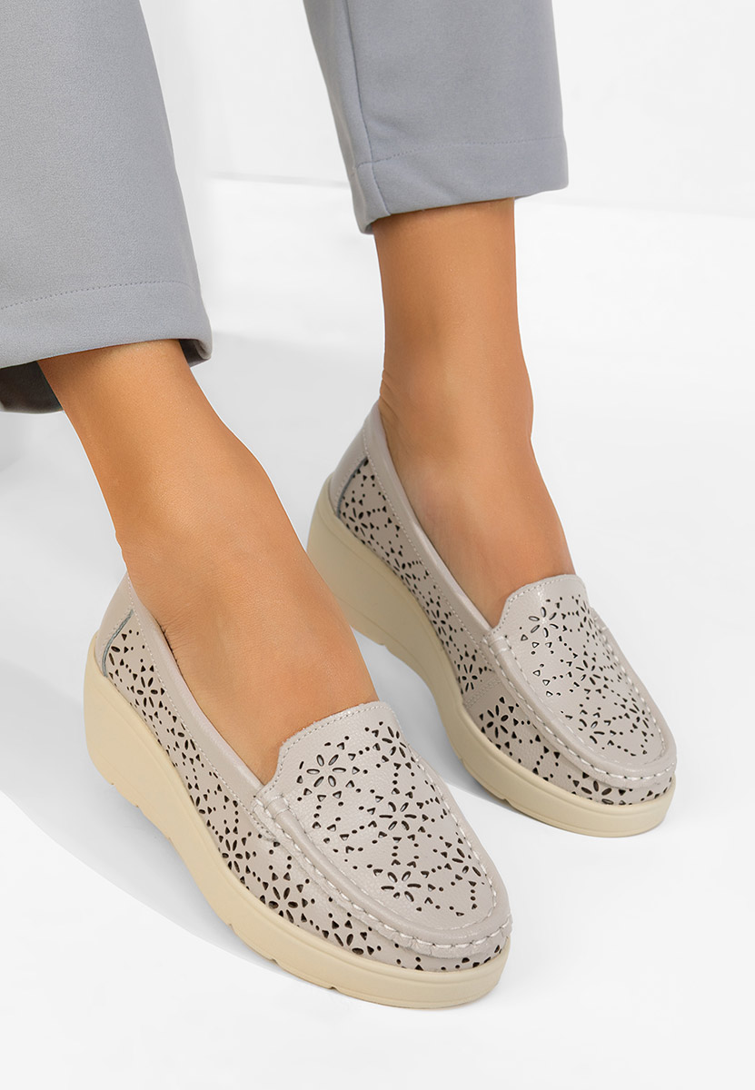 Szare mokasyny damskie skórzane Ysaia