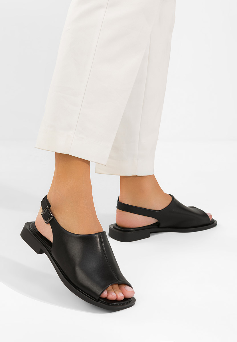 Czarne sandały damskie skórzane Caylei