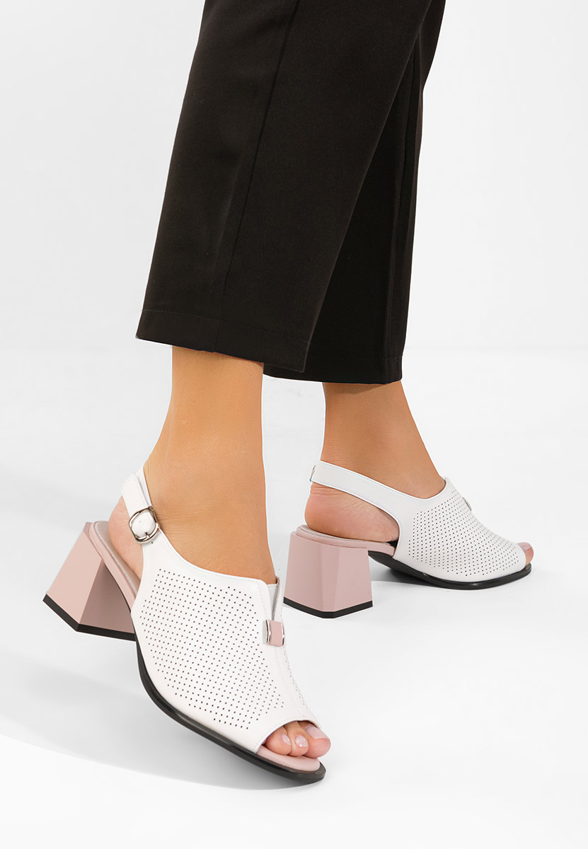 Białe sandały na słupku Heliena V2