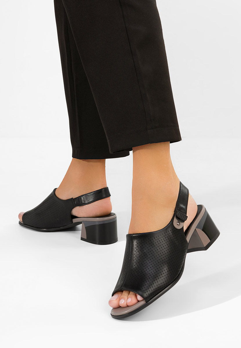 Czarne sandały damskie skórzane Kalya