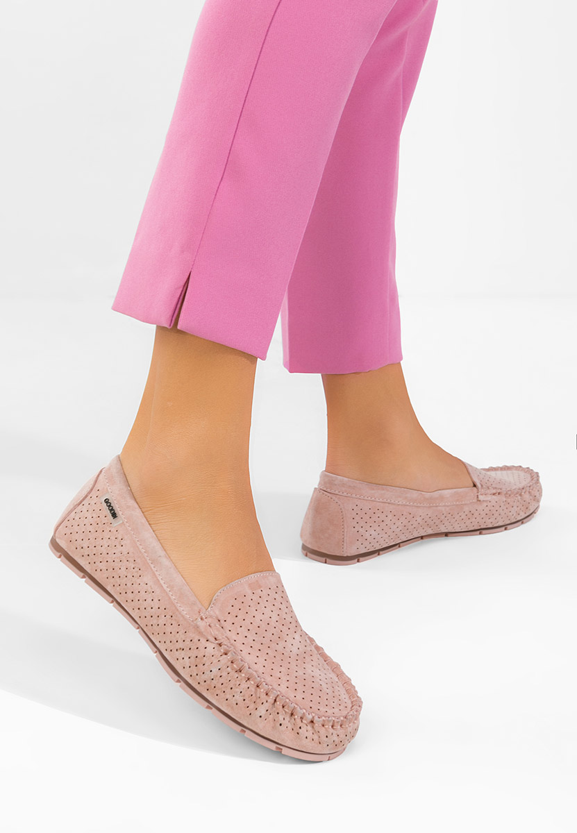 Różowe mokasyny damskie skórzane Sareia