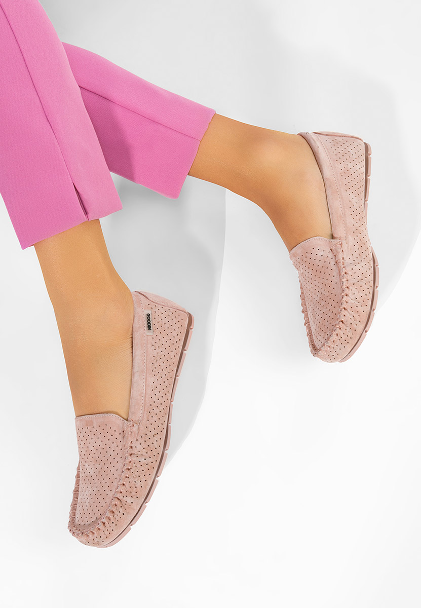 Różowe mokasyny damskie skórzane Sareia