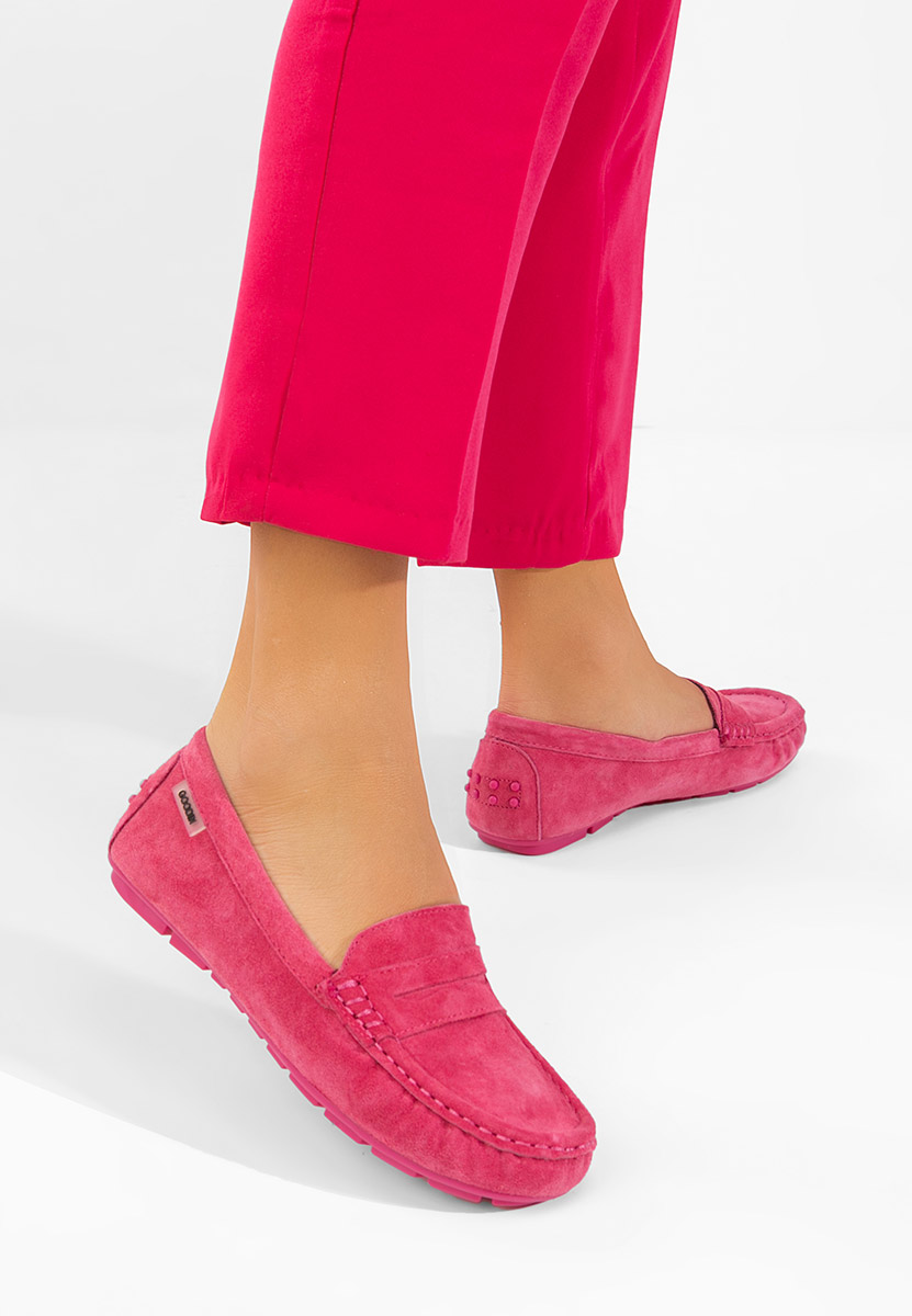 Fuksjowe mokasyny damskie skórzane Dionesia