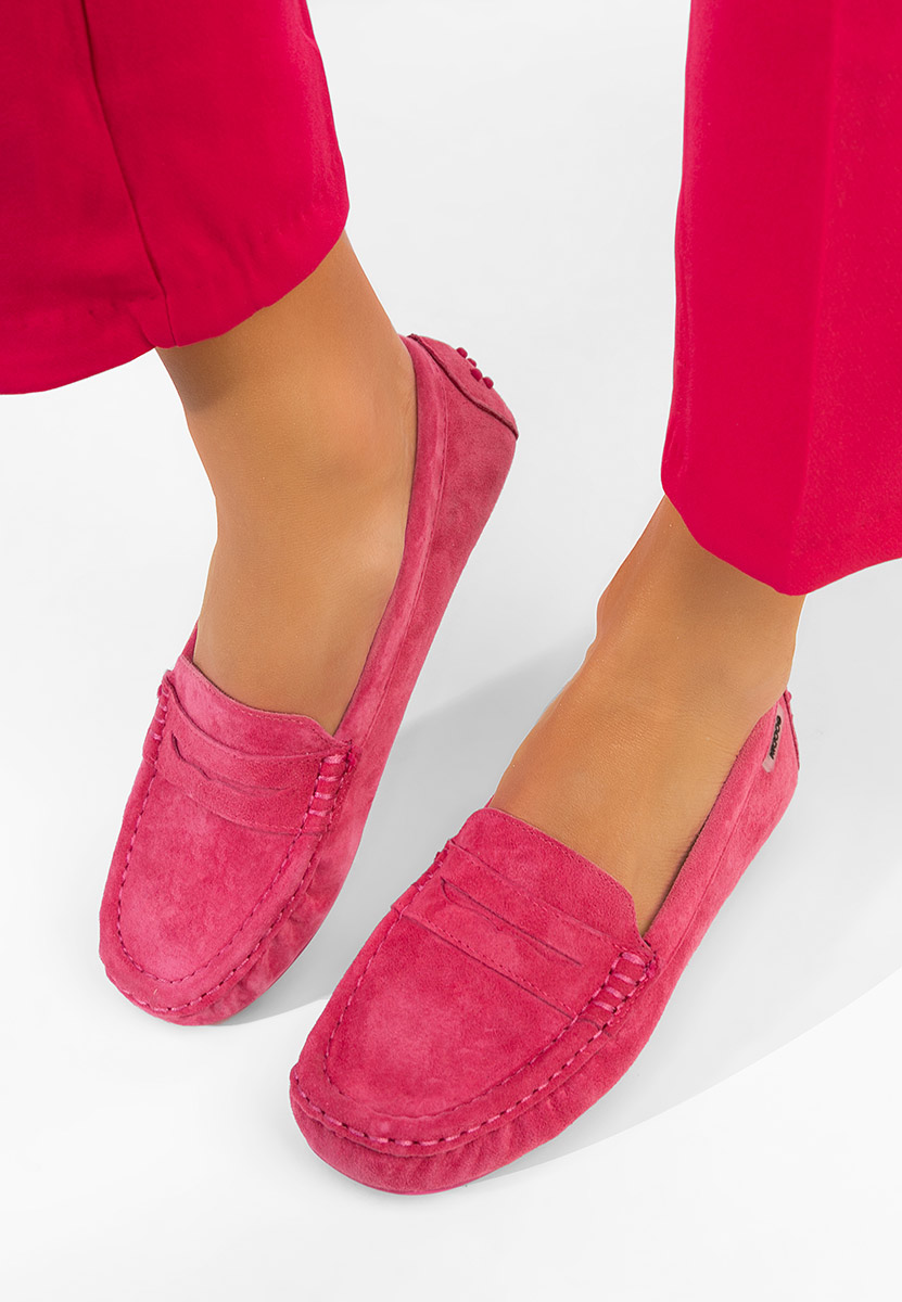 Fuksjowe mokasyny damskie skórzane Dionesia