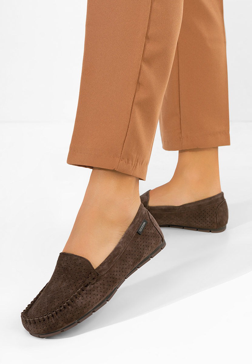 Brązowe mokasyny damskie skórzane Sareia