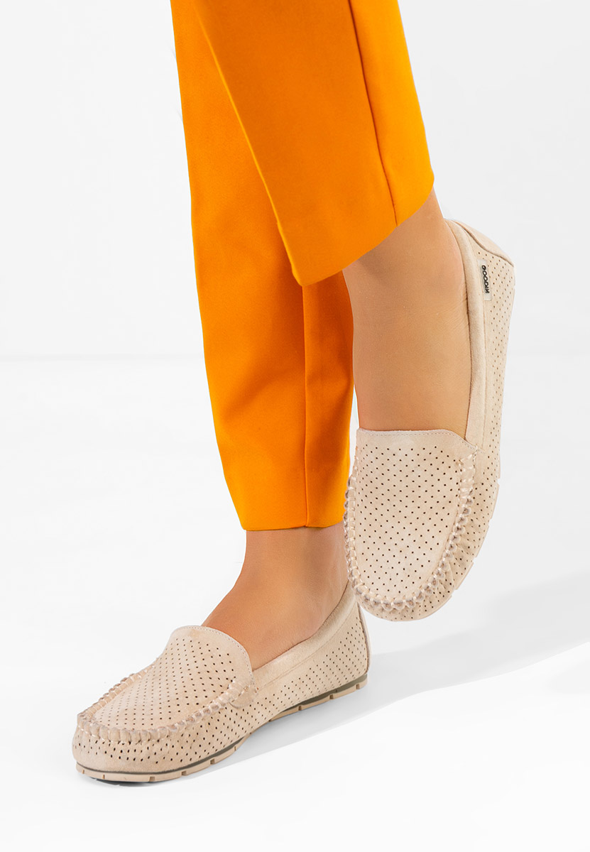 Beżowe mokasyny damskie skórzane Sareia