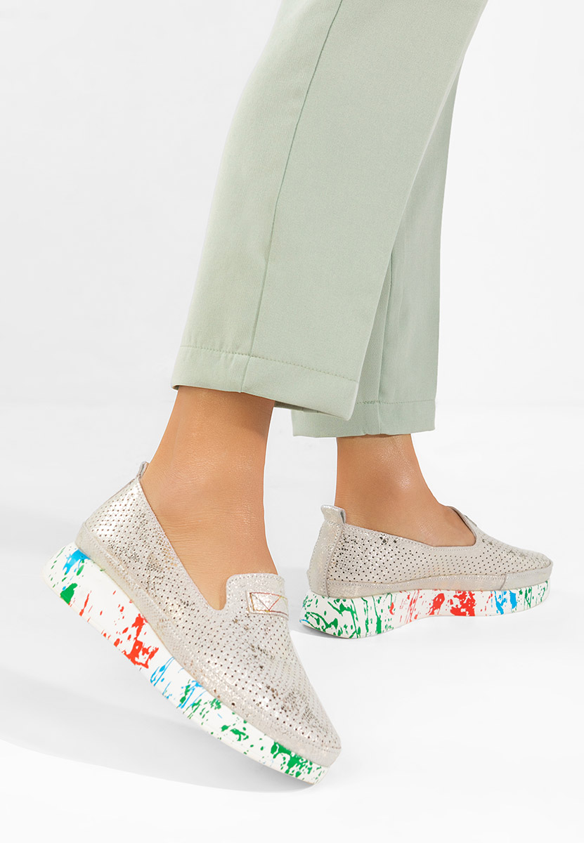 Szare mokasyny damskie skórzane Raffelia