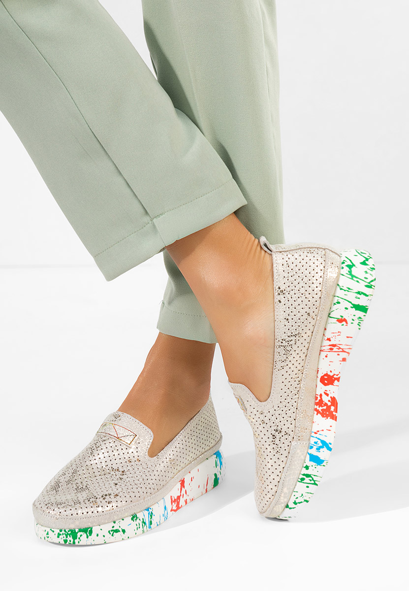 Szare mokasyny damskie skórzane Raffelia