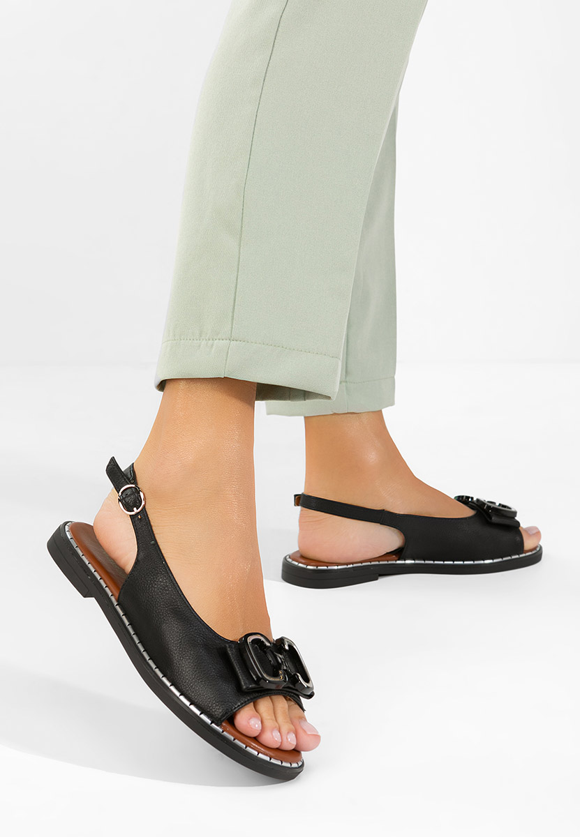 Czarne sandały płaski Nabasha