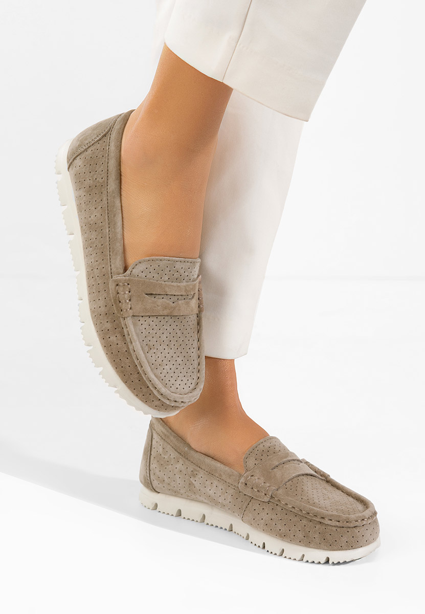 Beżowe mokasyny damskie skórzane Valerimia V2