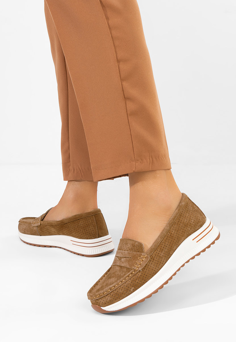 Brązowe mokasyny damskie skórzane Seliona