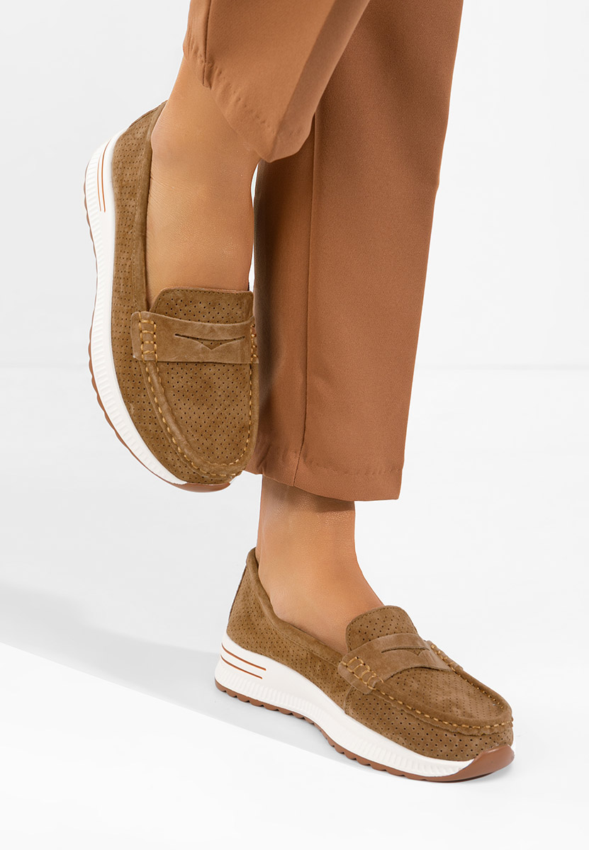 Brązowe mokasyny damskie skórzane Seliona