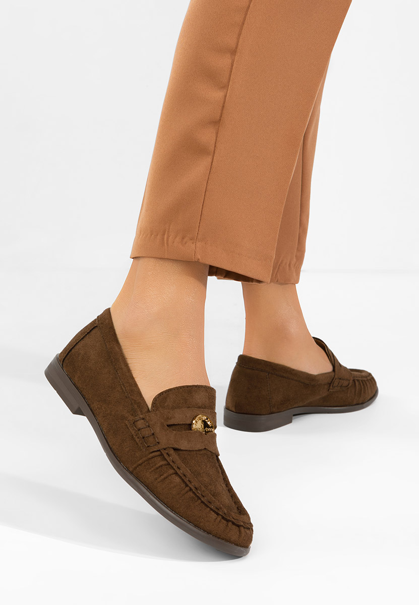 Brązowe mokasyny zamszowe damskie Henaria