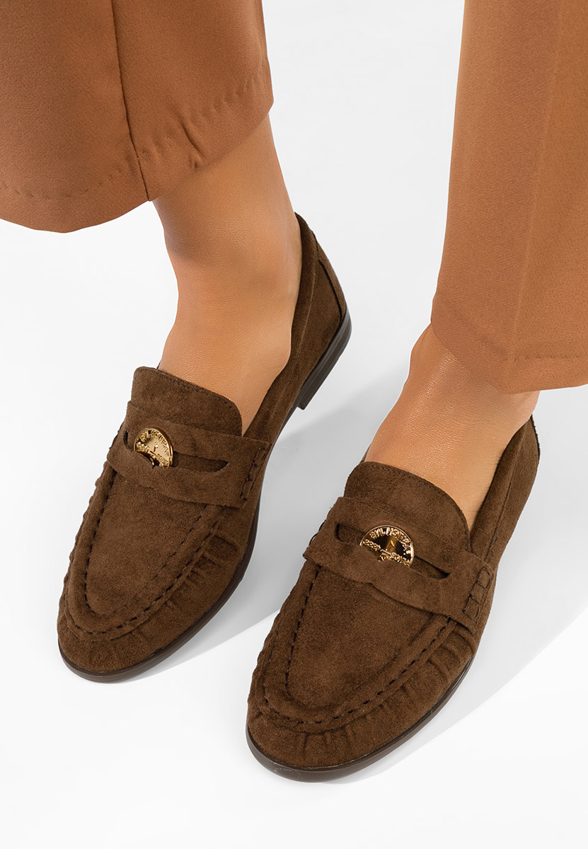 Brązowe mokasyny zamszowe damskie Henaria