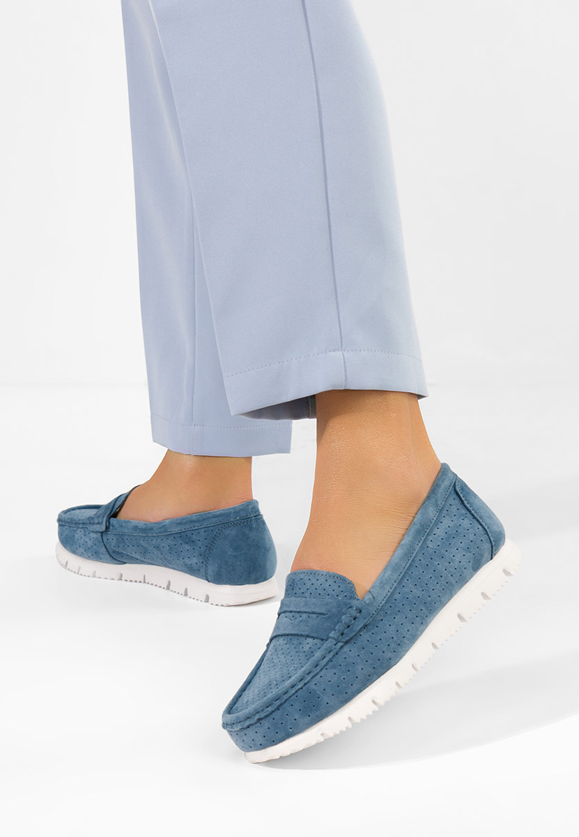 Granatowe mokasyny damskie skórzane Valerimia