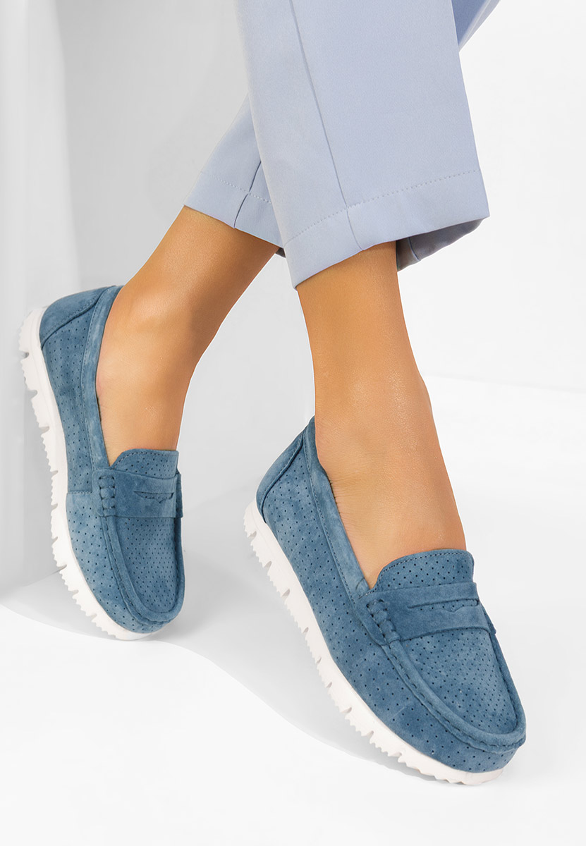 Granatowe mokasyny damskie skórzane Valerimia