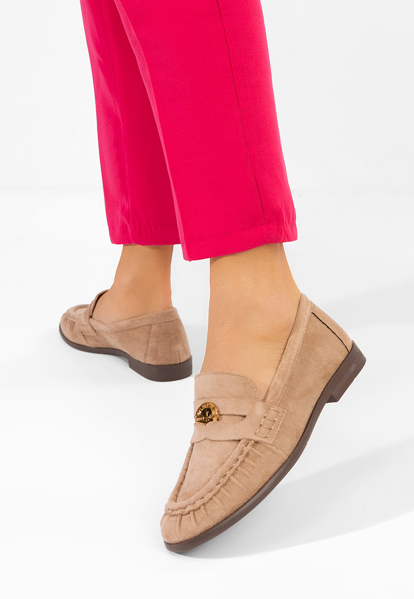 Khaki mokasyny zamszowe damskie Henaria