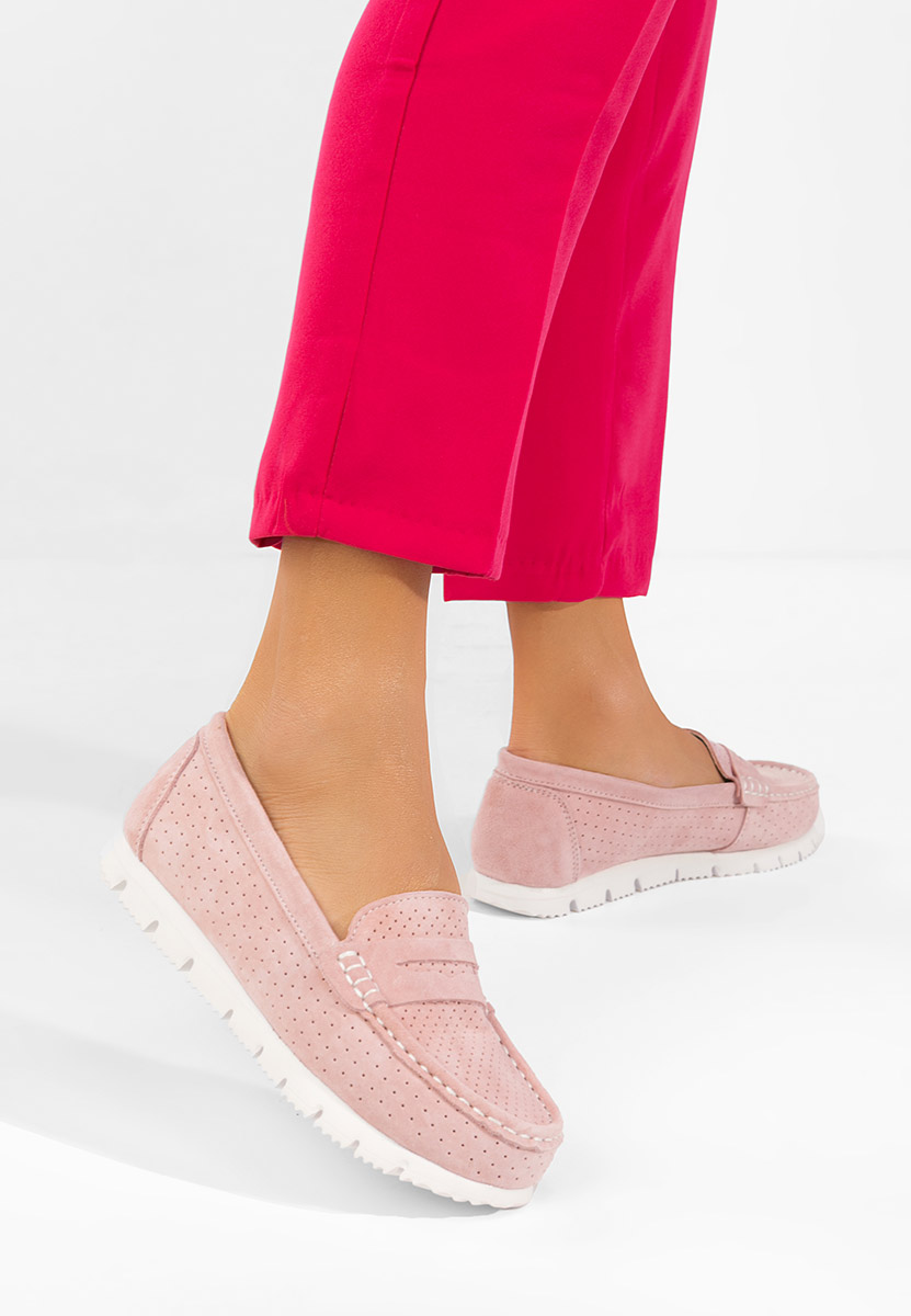 Różowe mokasyny damskie skórzane Valerimia