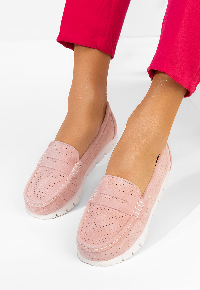 Różowe mokasyny damskie skórzane Valerimia