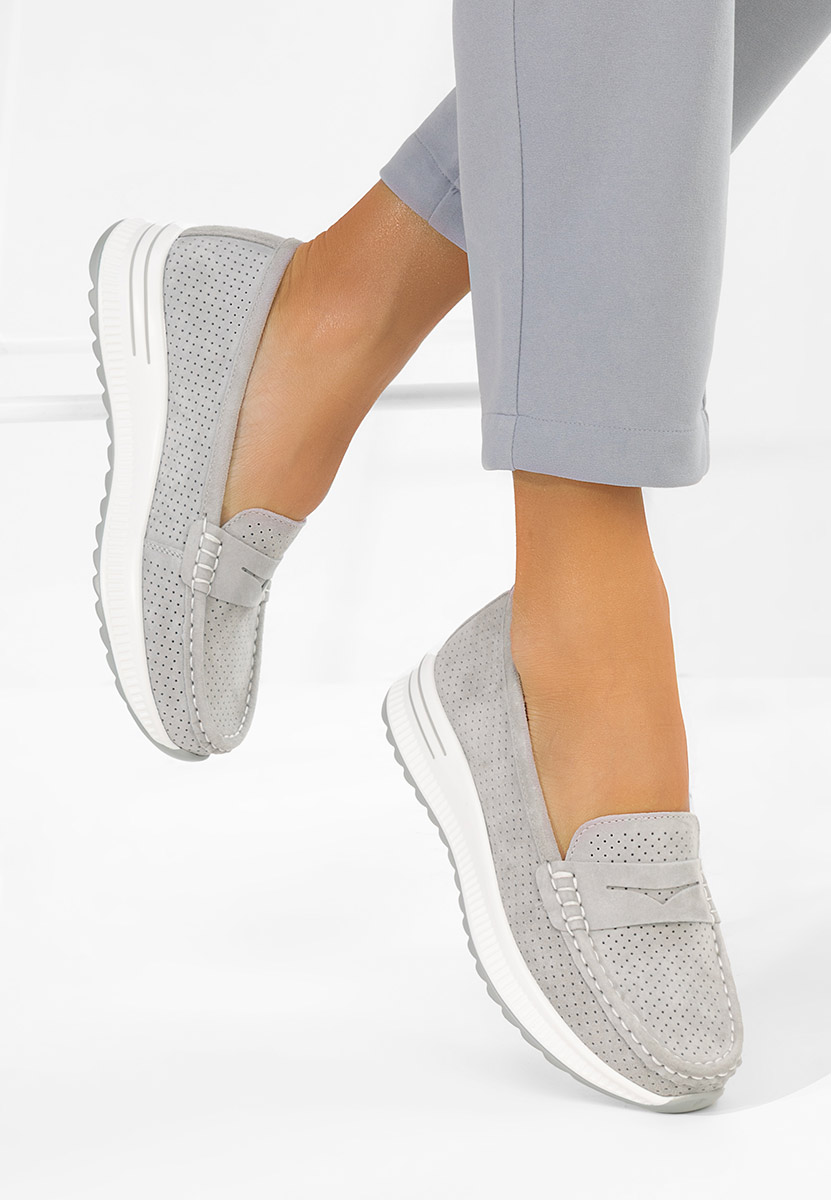 Szare mokasyny damskie skórzane Seliona