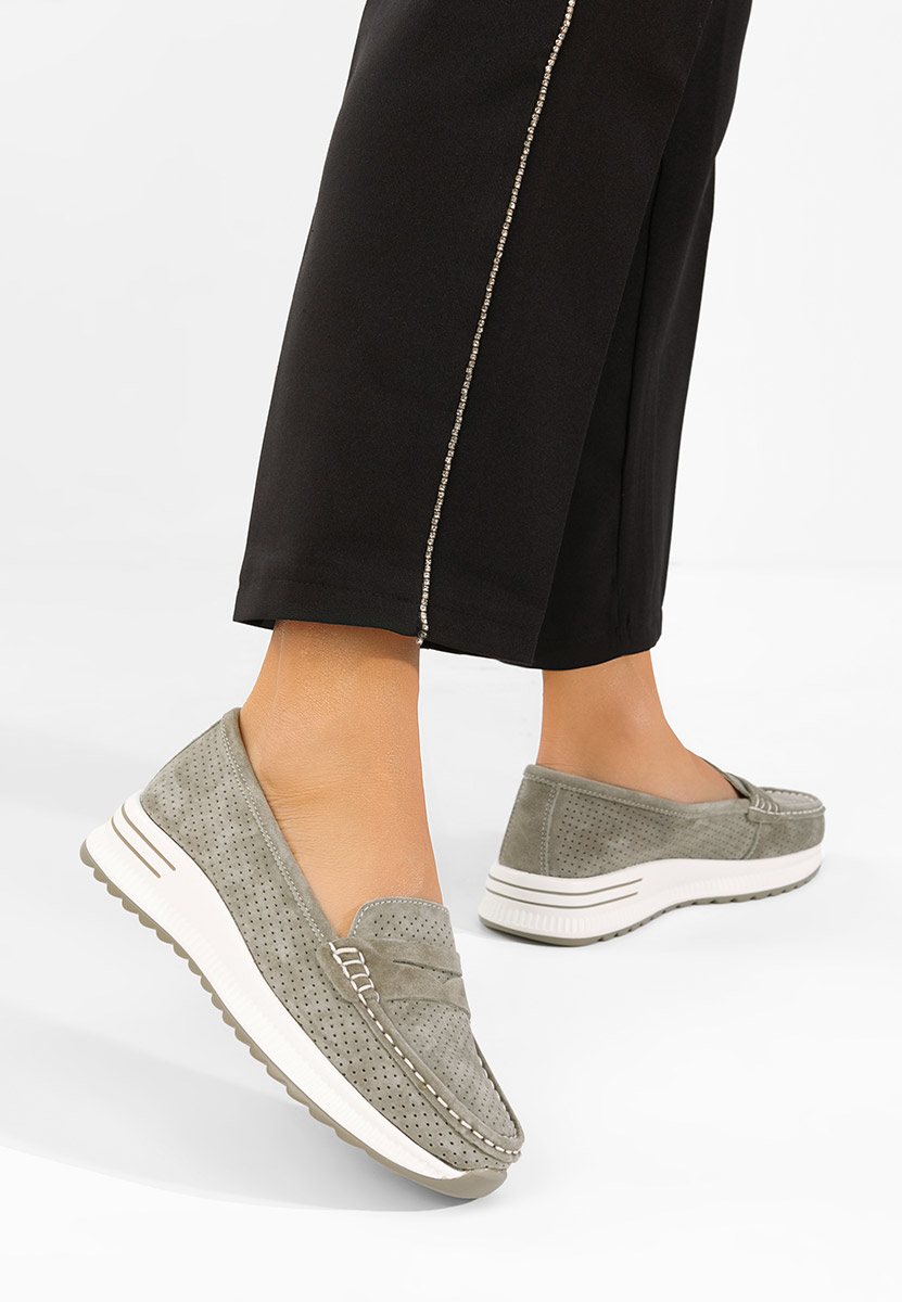 Zielone mokasyny damskie skórzane Seliona