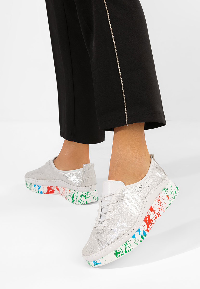 Srebrne sneakersy damskie Marinia