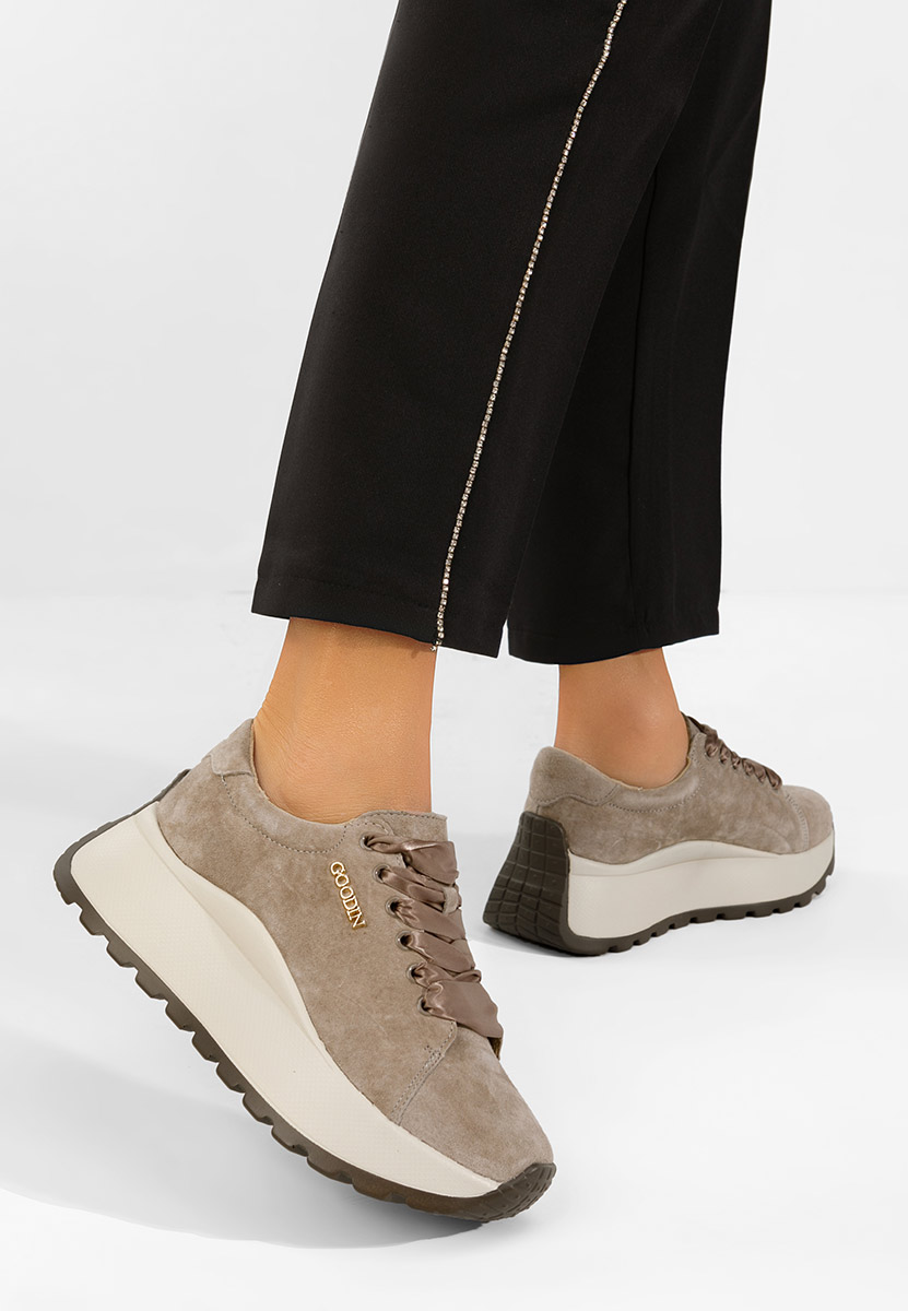 Brązowe sneakersy damskie Gonelia