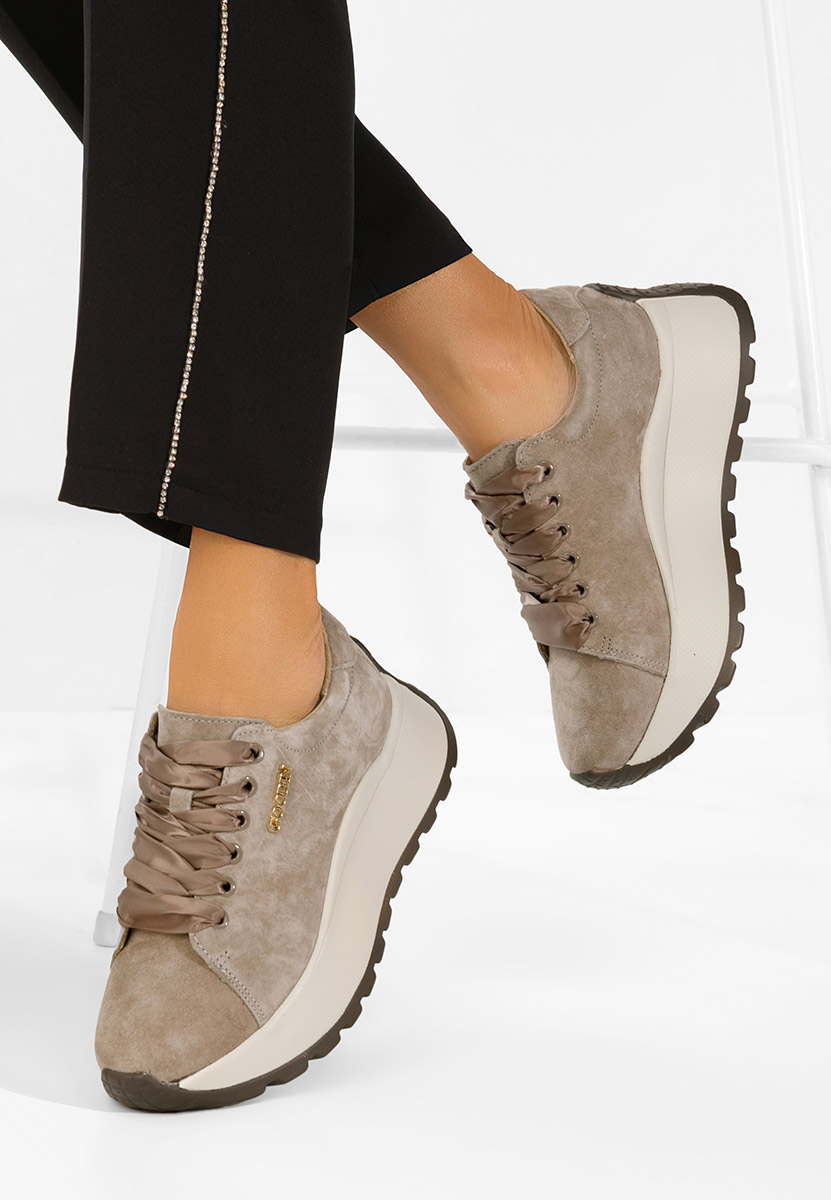 Brązowe sneakersy damskie Gonelia