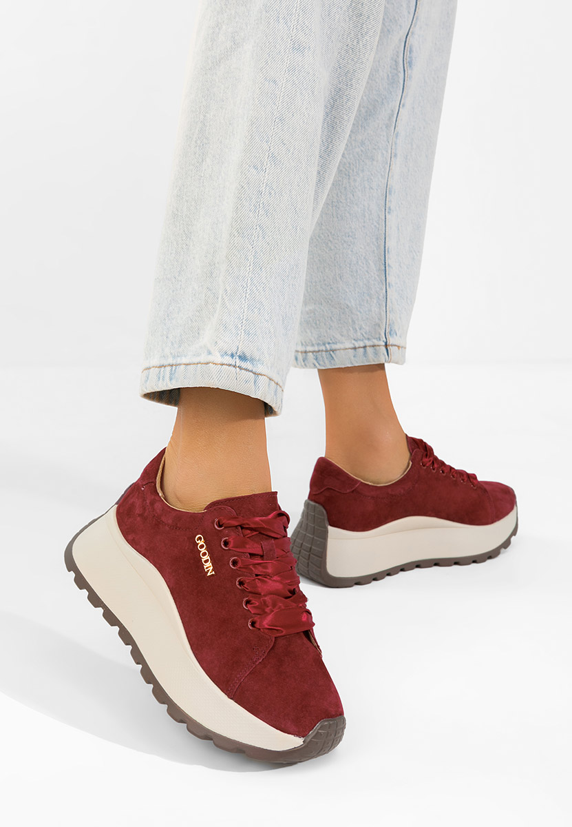 Bordowe sneakersy damskie Gonelia