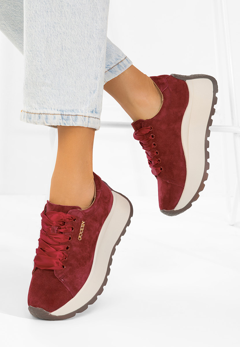 Bordowe sneakersy damskie Gonelia