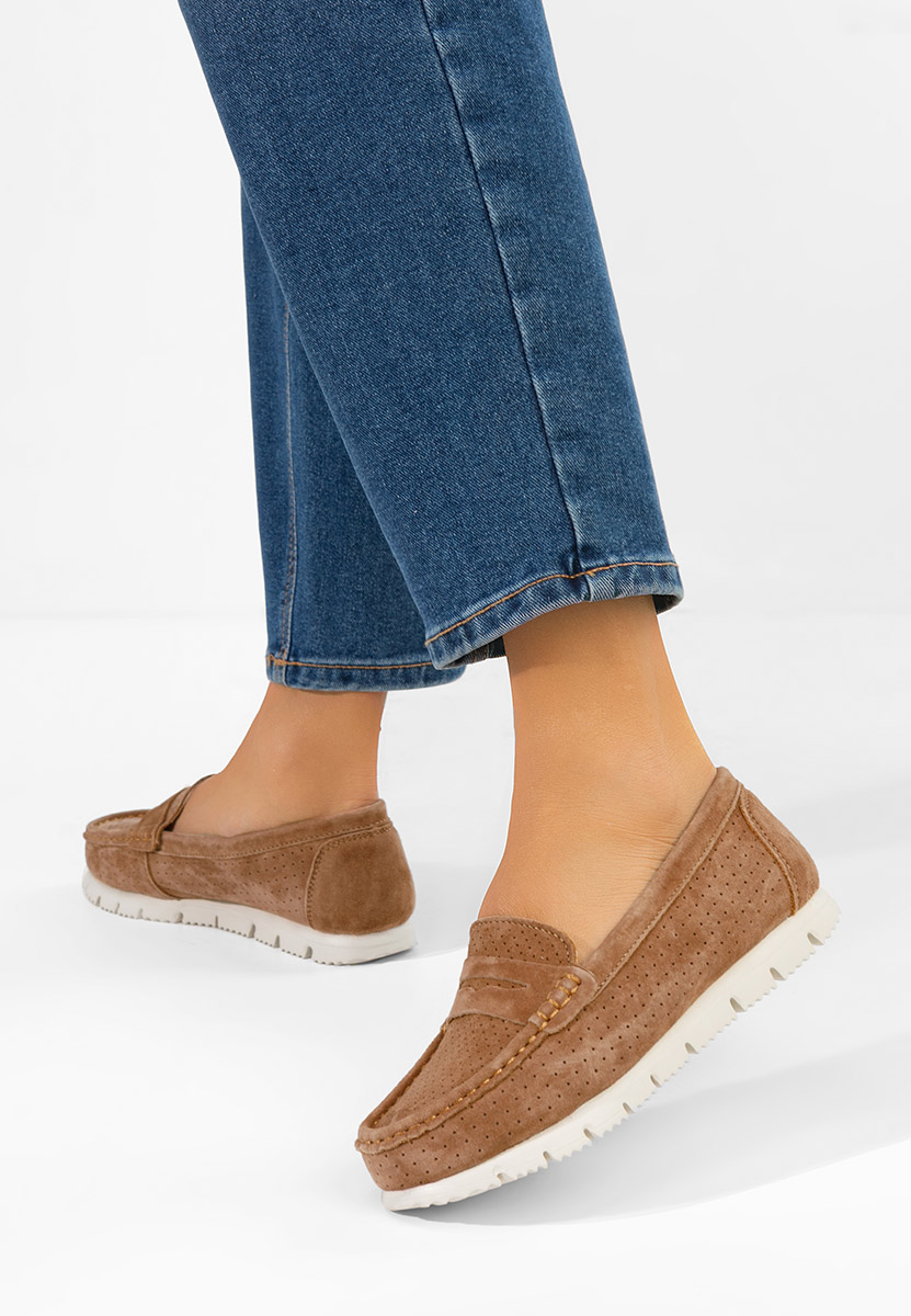 Brązowe mokasyny damskie skórzane Valerimia