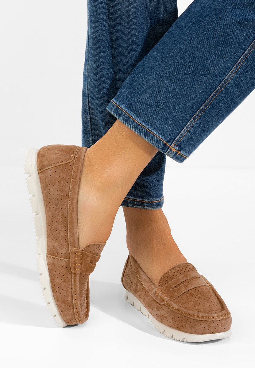 Brązowe mokasyny damskie skórzane Valerimia