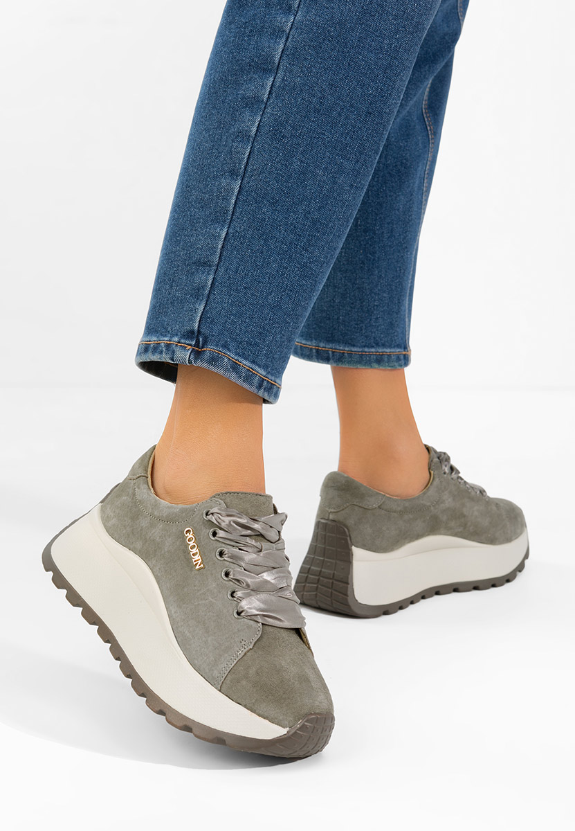Khaki sneakersy damskie Gonelia