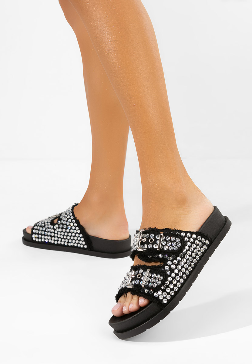 Czarne klapki Cu talpa inalta Anamia