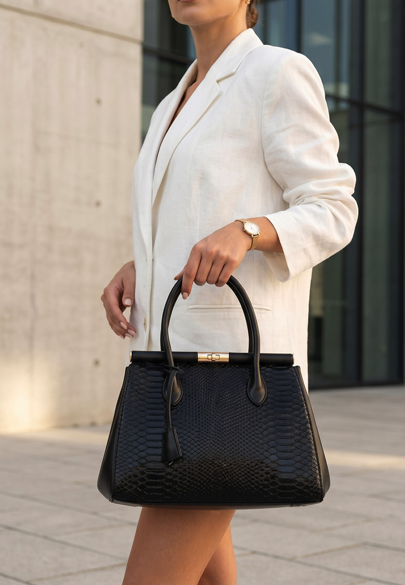 Czarna torebka do biura Ozamia