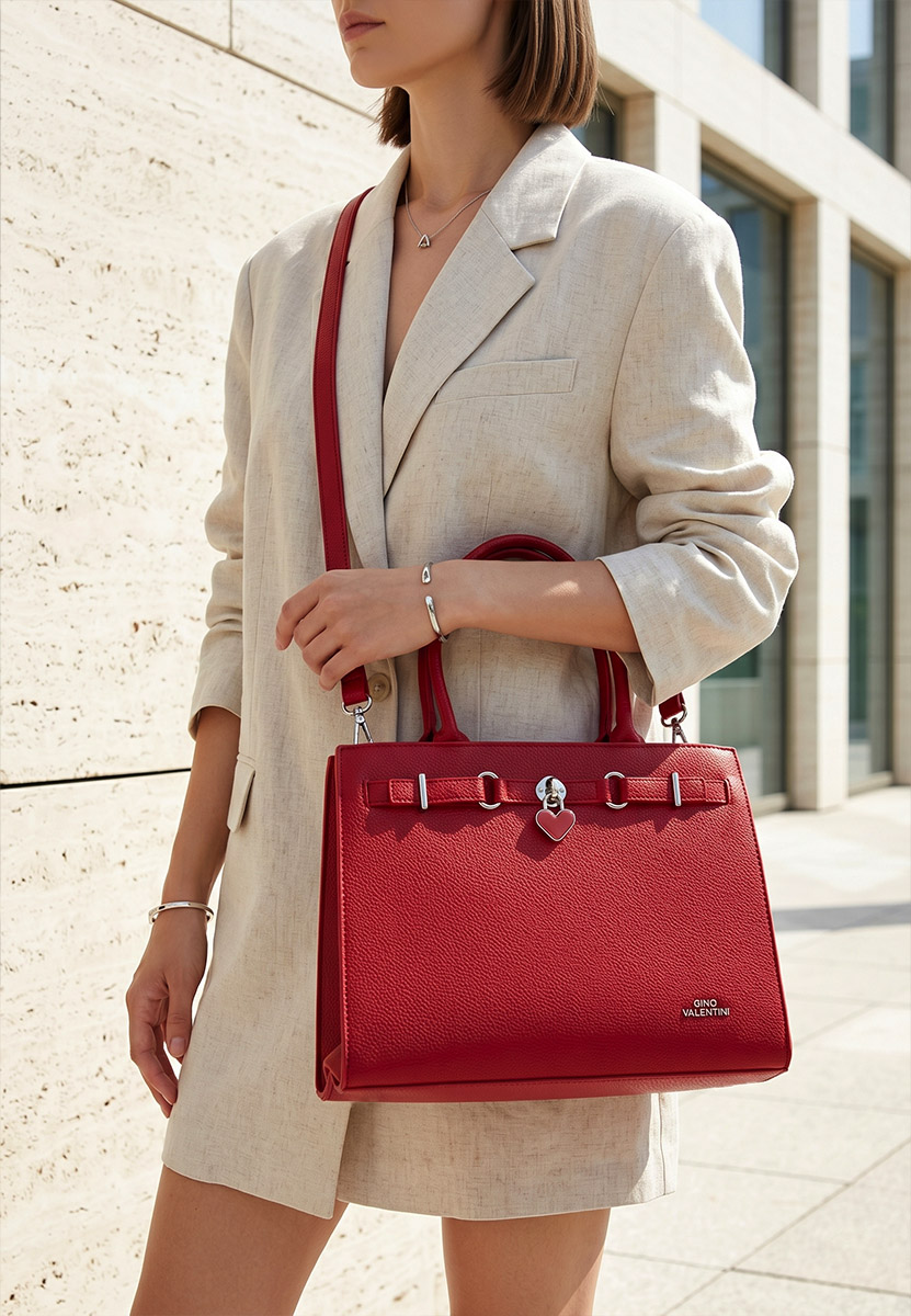 Czerwone torebka do biura Valiana
