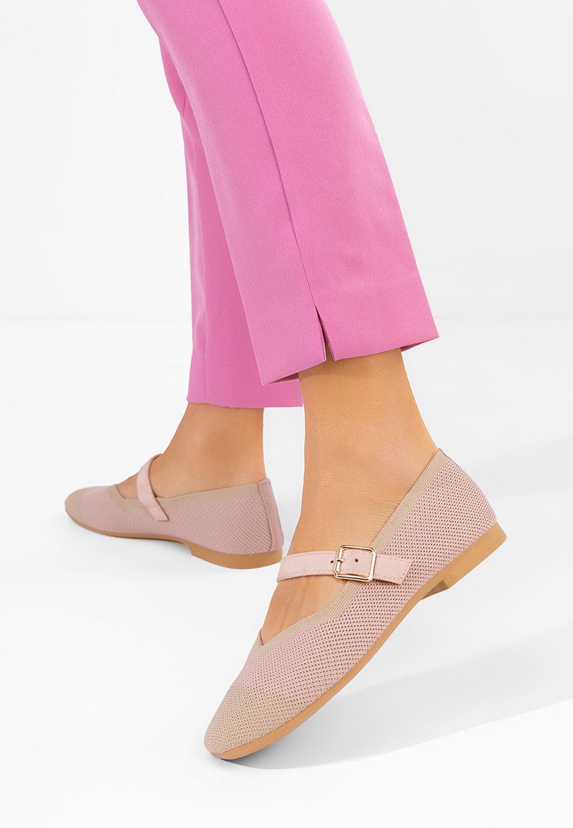 Różowe baleriny z paskiem Casanda