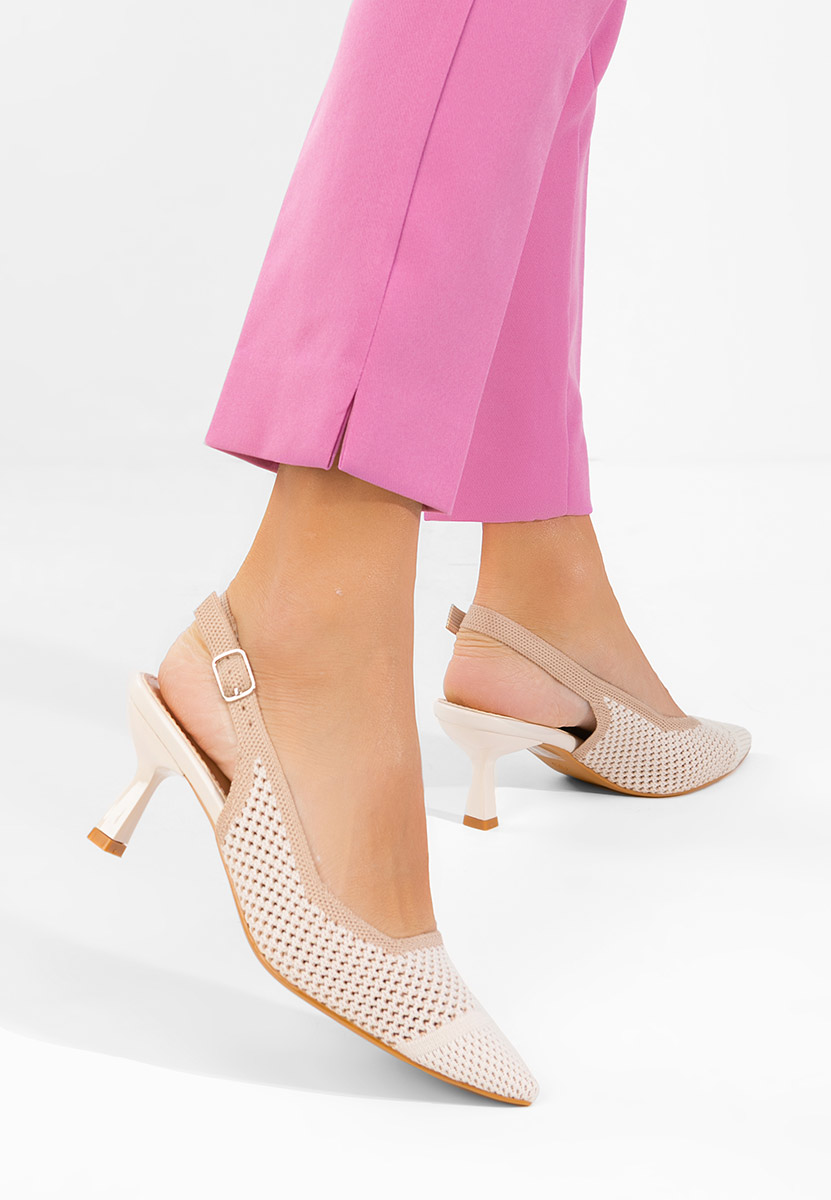 Beżowe czółenka bez pięt Rabiella