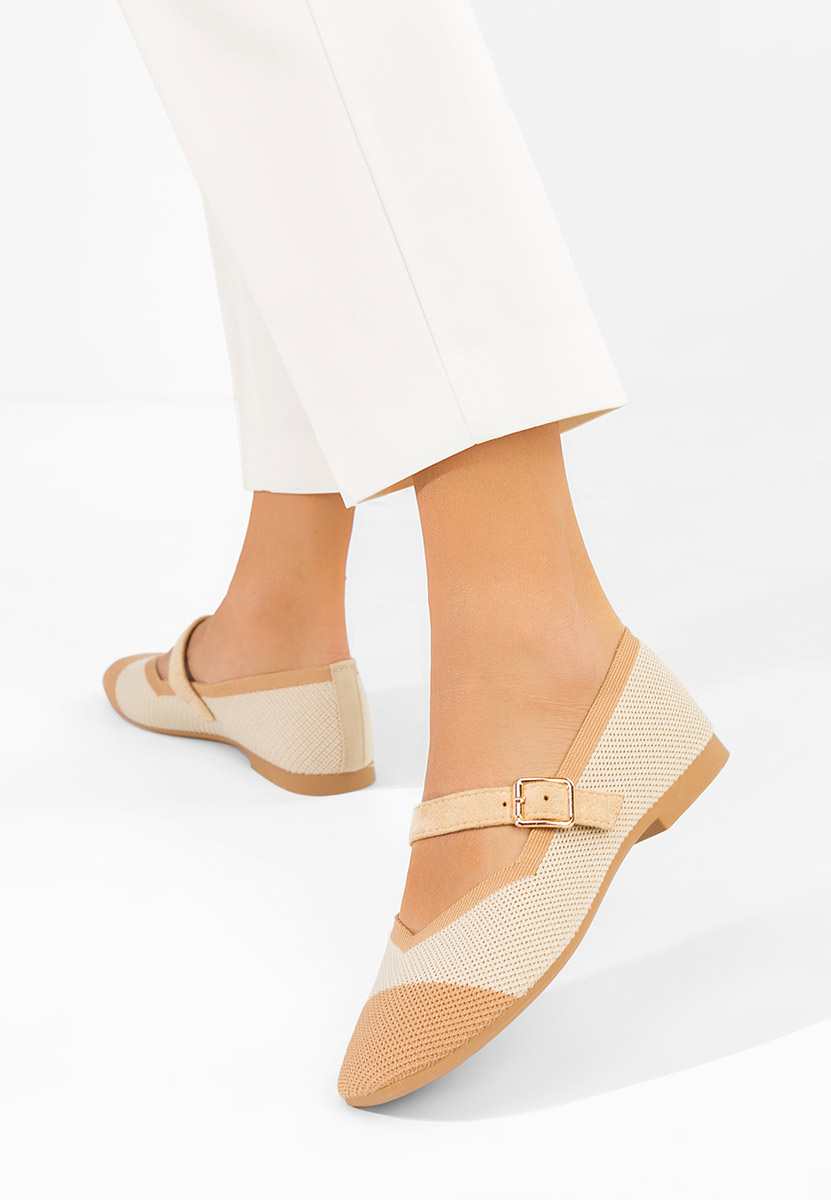 Beżowe baleriny z paskiem Casanda V2