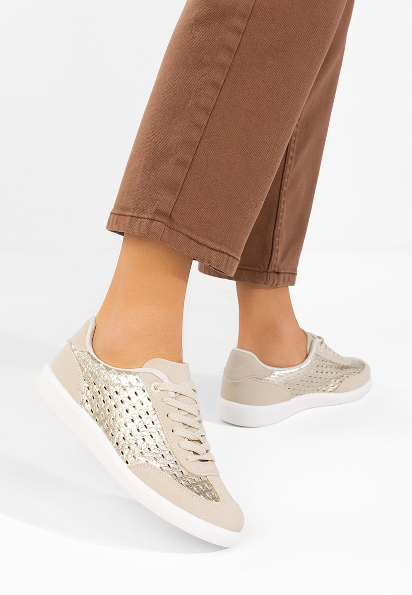 Złote sneakersy damskie Heliana