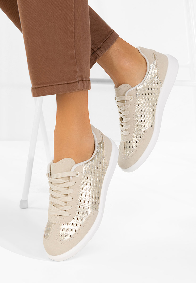 Złote sneakersy damskie Heliana